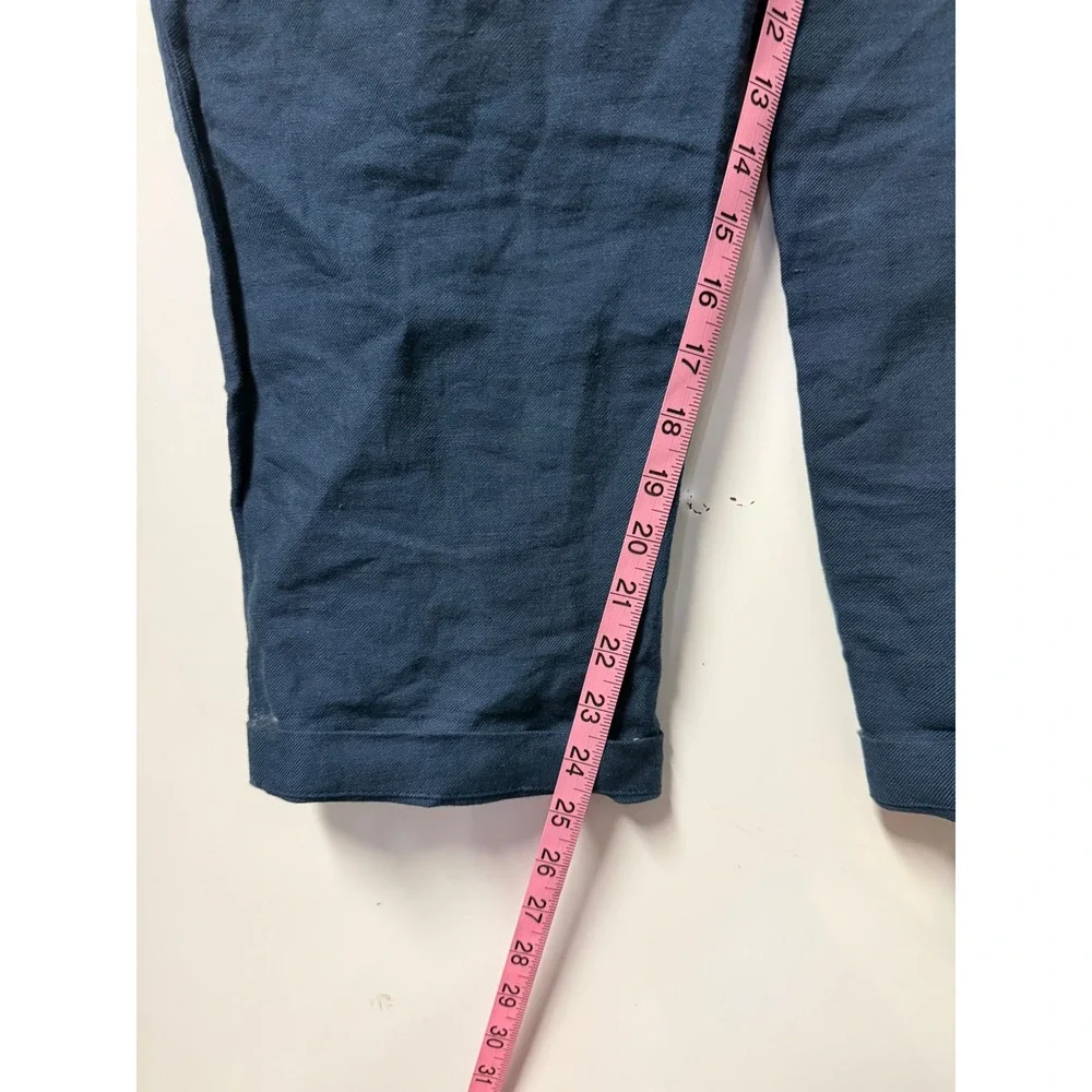 APC Rue Madame Paris Navy Linen Cotton Pleated Trousers Pants Size 48
